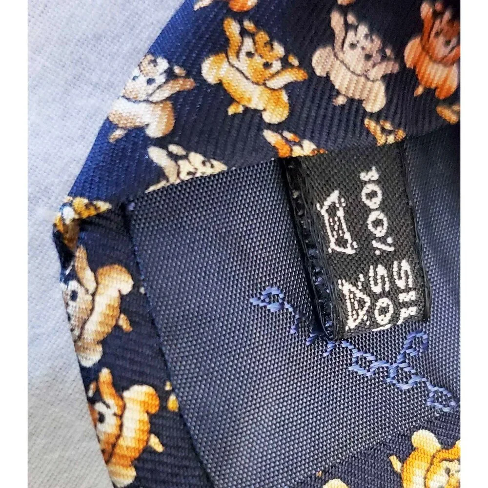 Salvatore Ferragamo Mens Puppy Dogs Puppies Navy 100% Silk Neck Tie Made Italy